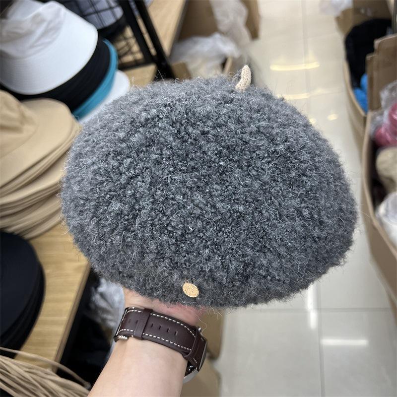 

Осенне-зимний берет из шерстяной петельной пряжи, женский, ретро, литературный, теплый, вязаный, шляпа художника M（56-58cm）