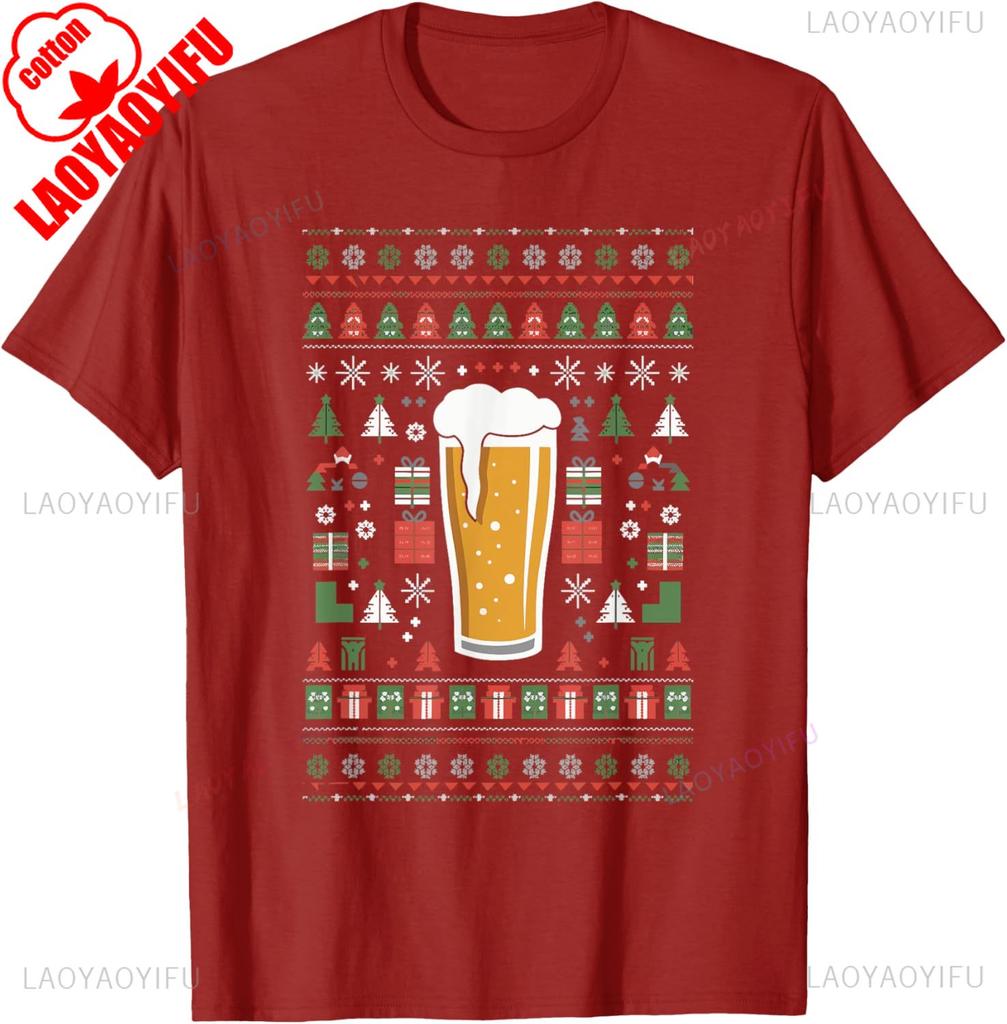 Beer Ugly Christmas TShirt Regular Short Sleeve Printed Tops Street Fashion Hipster Trending Comfortable Leisure Hot Sale Gift