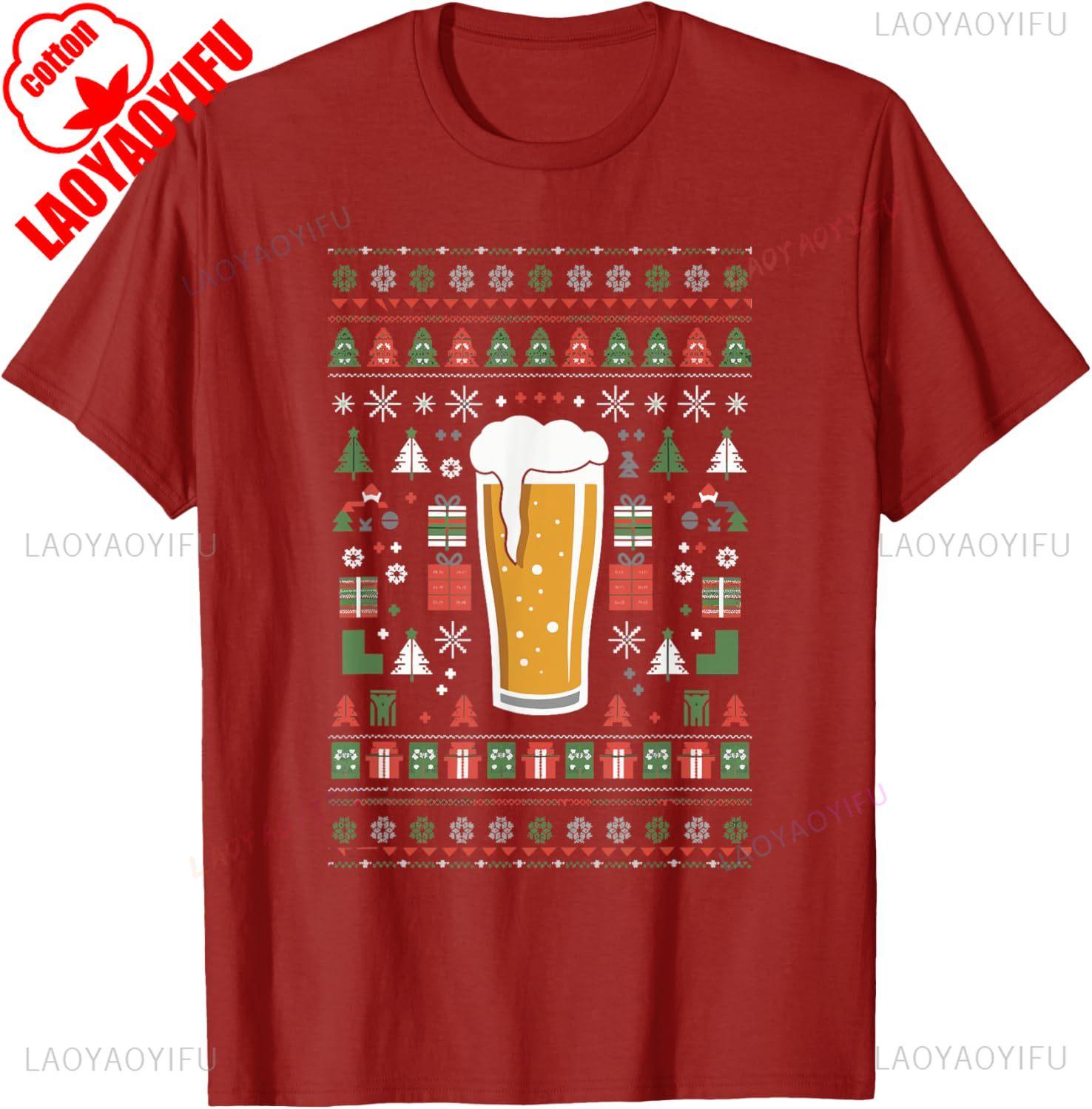 Beer Ugly Christmas TShirt Regular Short Sleeve Printed Tops Street Fashion Hipster Trending Comfortable Leisure Hot Sale Gift S
