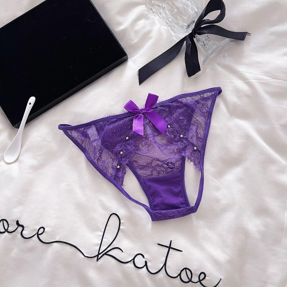 G-String Bowknot Lace Panties Flowers Big Bow Underpants Breathable Thong for Women  Home