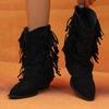 Fashion Pointed Toe Tassel Womens 2025 New Fall Winter All-match Pant Leg Boots Vintage Suede Booties