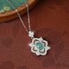 Sterling Silver S925 Necklace Female, Premium Light Luxury Natural Blue Water Jadeite Ice Silver Inlaid Hollow Collarbone Chain