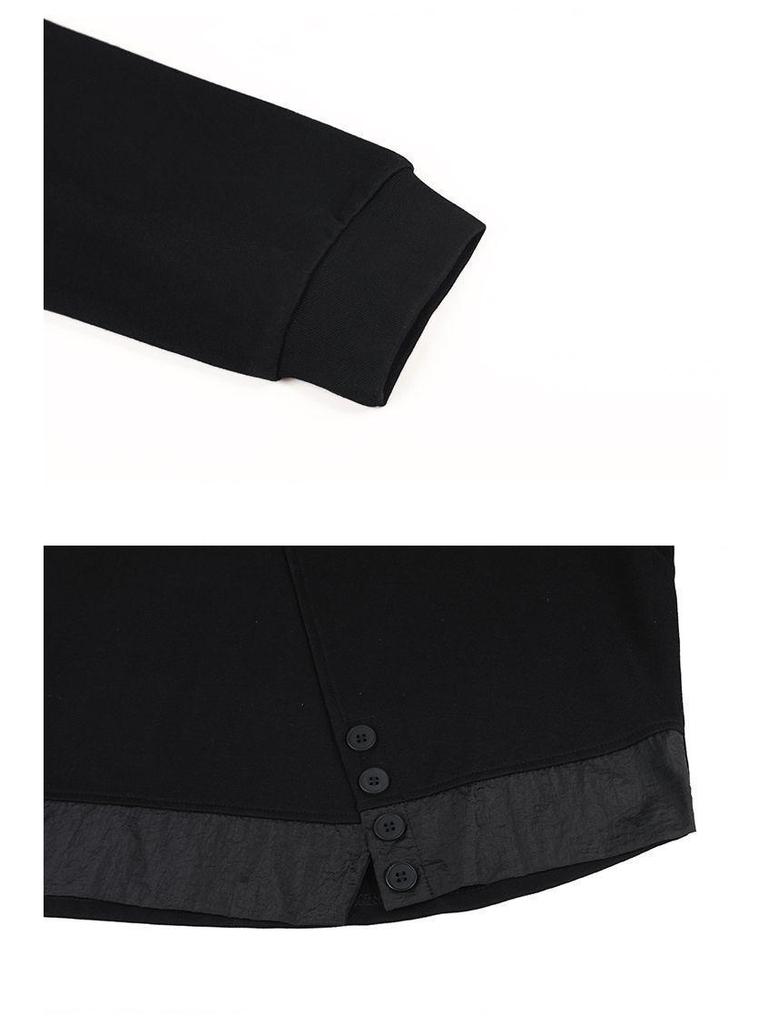 Wiosenno-jesienna stylowa damska bluza plus size z naszywkami - Wszechstronna, wyszczuplająca, casualowy luźny krój