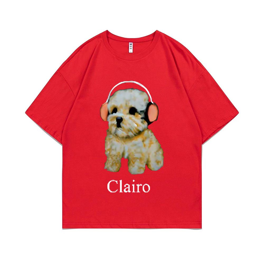 Clairo Dog Puppy Headphones Graphic Print Tshirt Summer Male Fashion Oversized Streetwear Unisex Women Cute Kawaii Tshirt Tops