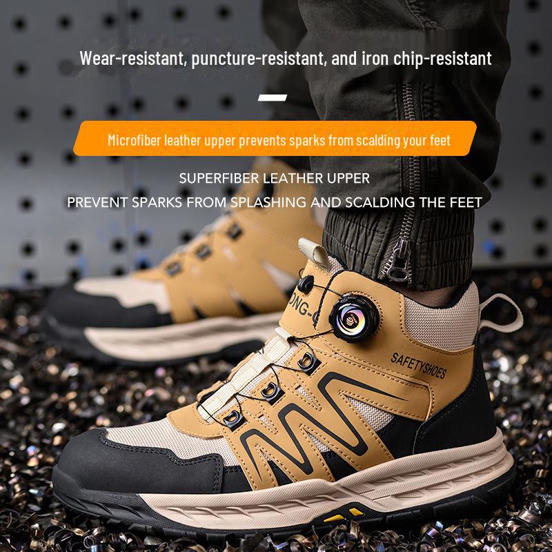 Cross-border Steel Toe Safety Shoes: Rotating Button, Anti-Smash, Anti-Puncture, Non-Slip, Wear-Resistant
