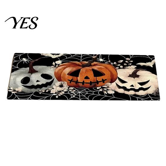 Halloween Themed Floor Rug Kitchen Rug, Pumpkin Bat Black Cat Non-slip Mat, Slip-resistant Mat Spooky Entrance Festive Decorative for Bedroom