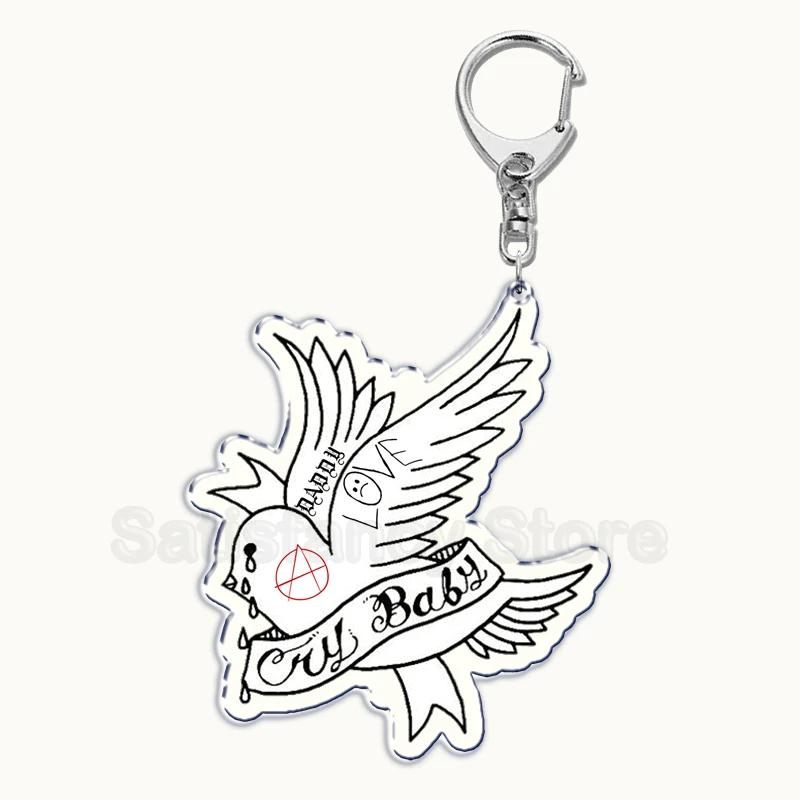 Lil Peep Rapper Acrylic Key Chain Pendant Key Ring Crybaby Hellboy Love Yikes Keychains Keyring for Bag Pendant Jewelry Gifts