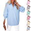 Dámská košile s dlouhým rukávem, jednobarevná, pruhovaná, ležérní, volný top