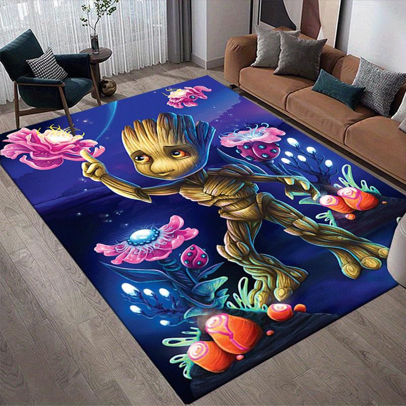 1pc Groot Pattern Area Rug Soft Flannel Floor Mat for Living Room,Office,Bedroom and Carpet,Sofa Coffee Table Floor Mat