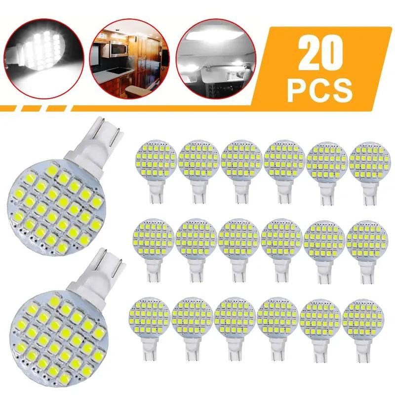 20pcs Universal Car Interior trument Lamp Atmosphere Light Reading Lamp T10/921/194 24 SMD LED Bulbs Car Lights Accessories