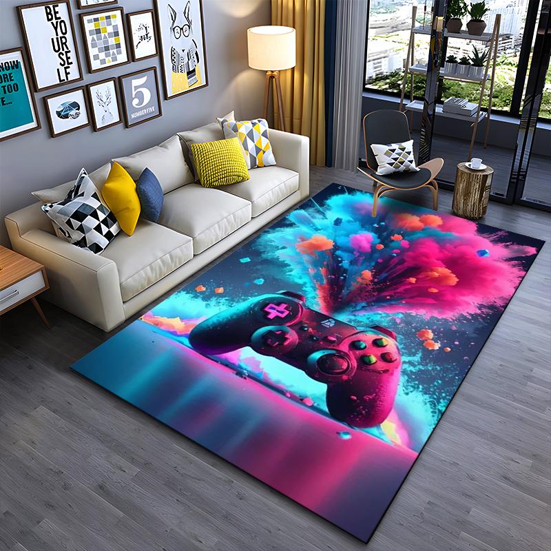 

Gaming Controller Carpet with Neon Splash Design for Living Room Decor Suitable for use as an anti-slip for living room bedroom sofas 40x60cm( 15x23in )