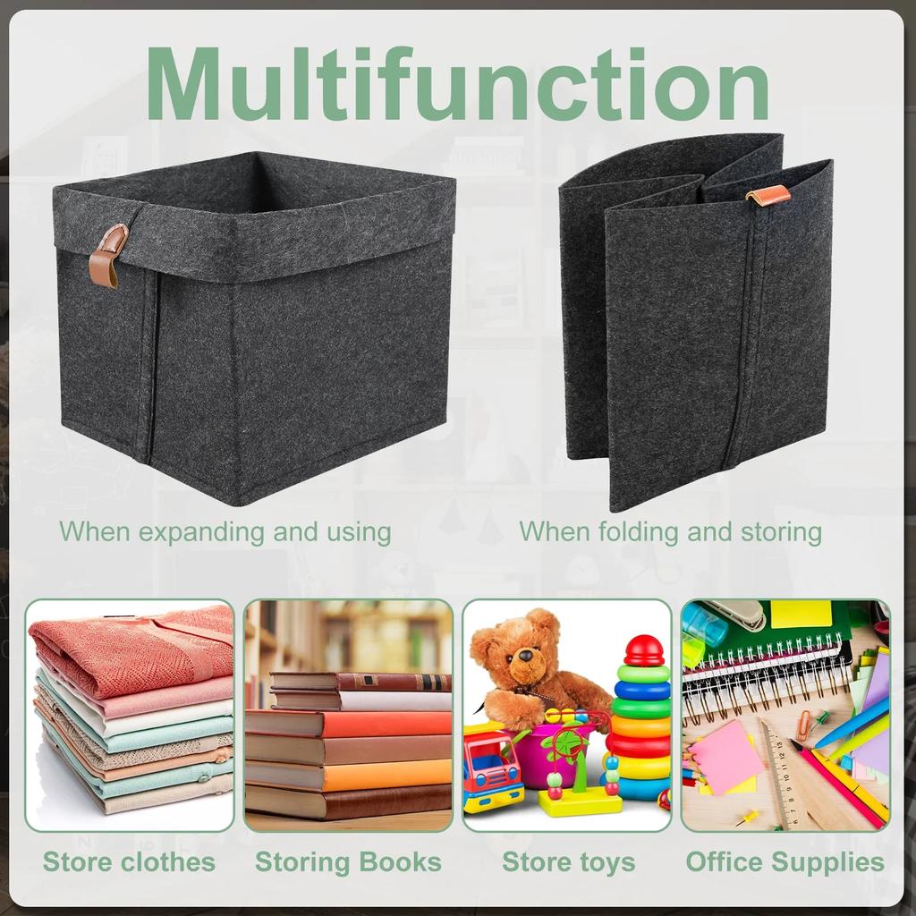 6Pcs Storage Cubes Closet Clothes Shoes Storage Containers Foldable Felt Fabric Cube Storage Bins Toy Cube Baskets Saves Space