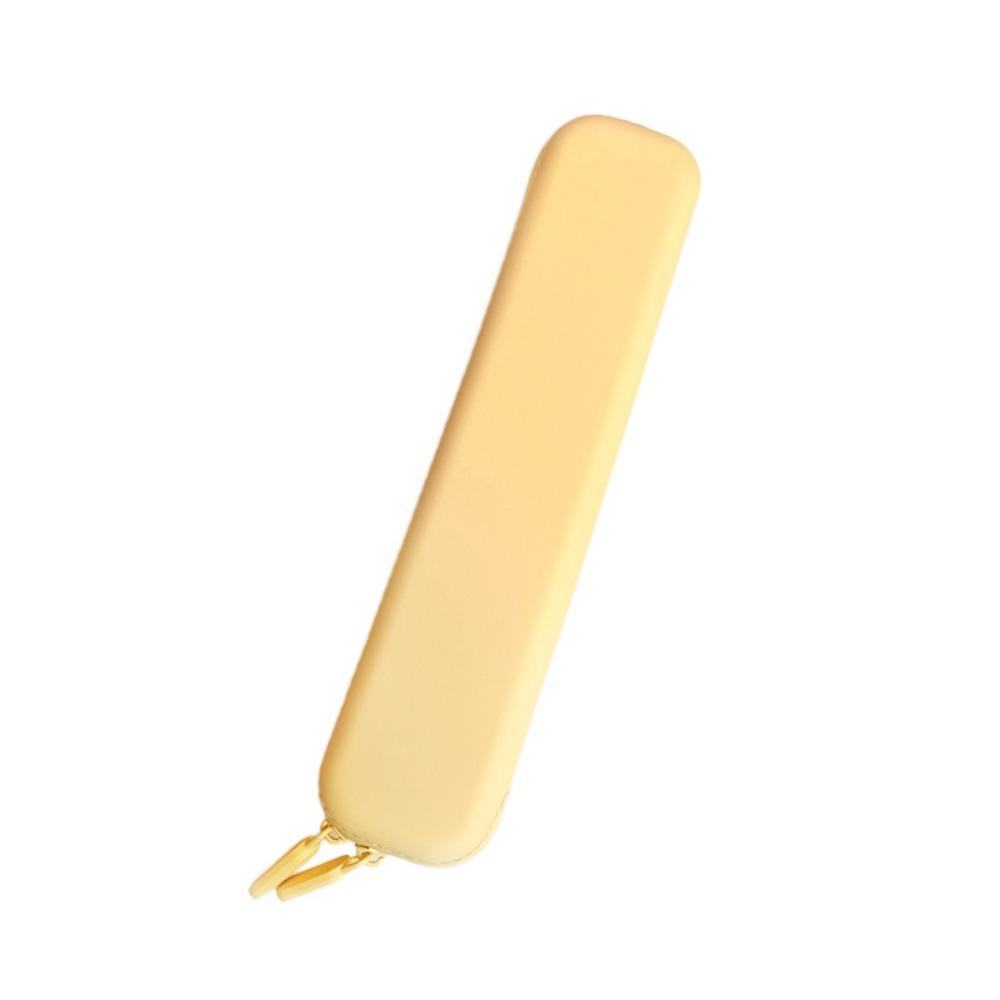 

Zipper Silicone Pencil Case Solid Color Stationery Storage Bag Simple Pen Bag Students Gift жовтий