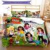 3pcs LEGO Friends pattern bedding set duvet cover set includes duvet cover &pillowcases, perfect all season bedroom decoration & gift