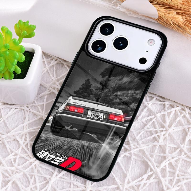 Initial D Drift soft Phone Case for iPhone 17 Air 16 15 11 12 14 13 Pro Max Shockproof Cover