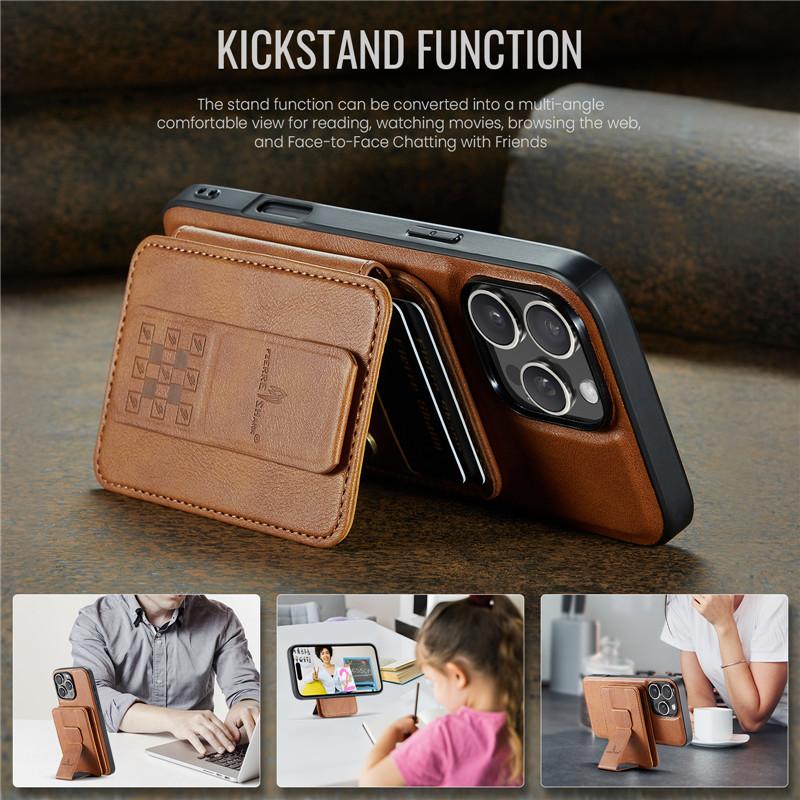 2 in 1 Removable Magnetic Card Wallet Case For iPhone 11 12 13 14 15 16 17 Pro Max Air Retro Leather Card Slots Stand Cover