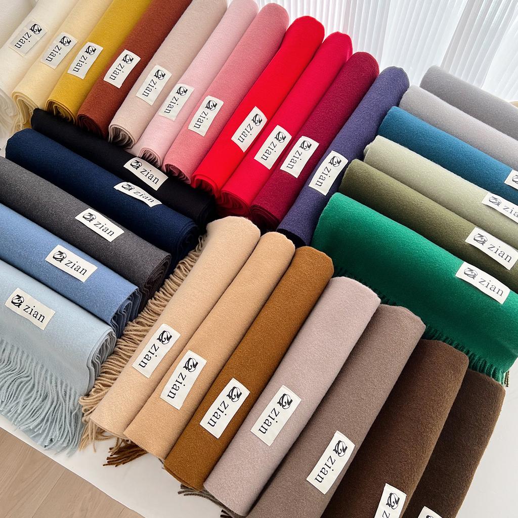 New casual versatile simple solid color warm scarf gentle Japanese and Korean version fashion atmosphere fringed shawl