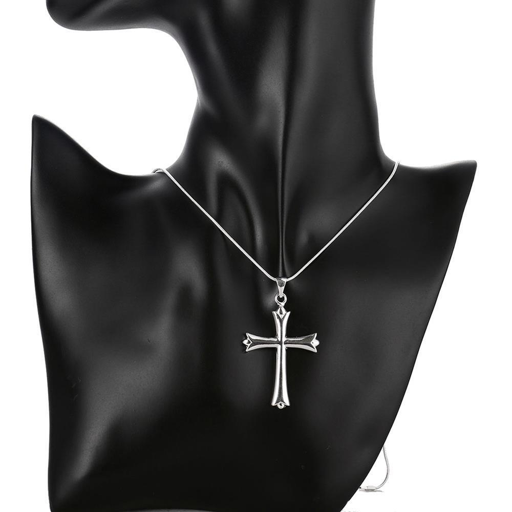 Collana Donna Argento 925 Con Ciondolo Croce In Onice Nera - Regalo Sacro