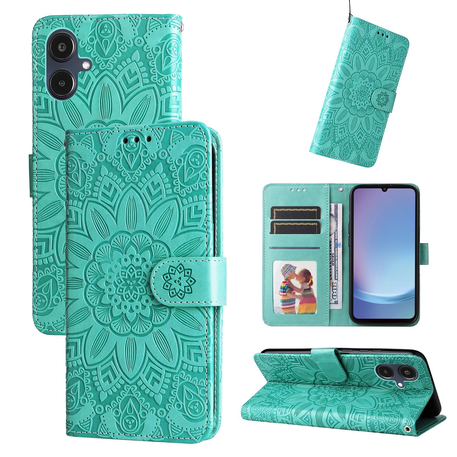 

For Samsung Galaxy A25e Case Sunflower Imprint Leather Wallet Phone Cover Purple