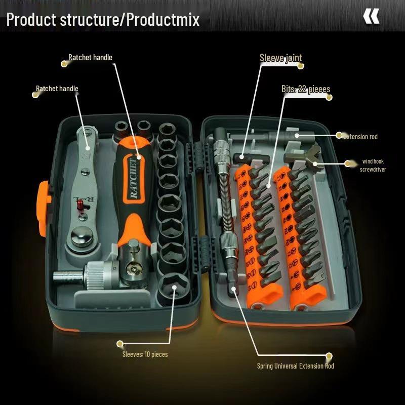 38-Piece Super Hard Multi-functional Ratchet Wrench & Screwdriver Set 2880A