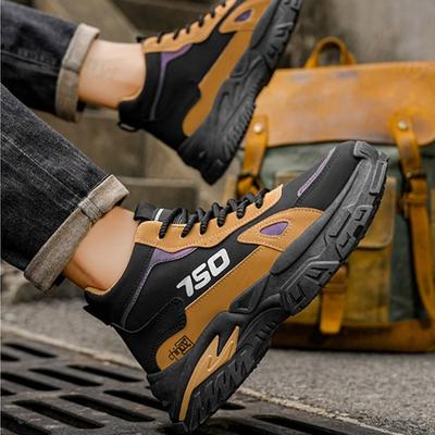 Men Work Shoes Autumn New Outdoor Non Slip Casual Platform Sneakers Height Increase Fashion Lace Up Wear-resistant Hiking Shoes