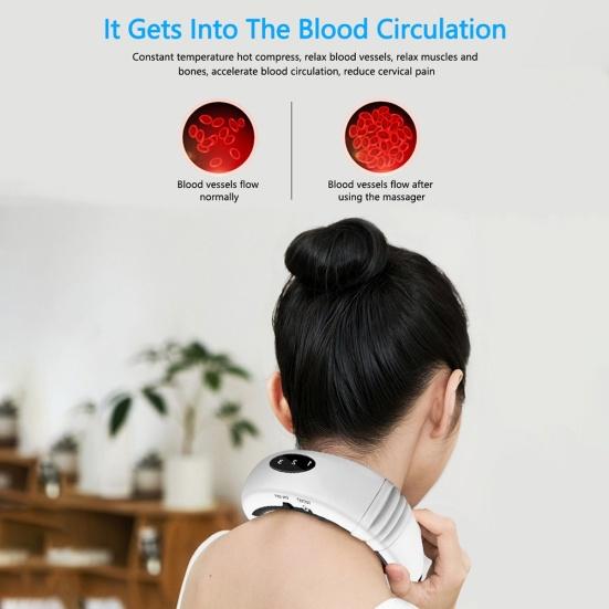 Electric Pulse Neck Back Massager Infrared Heating Pain Relief Relaxation Tool