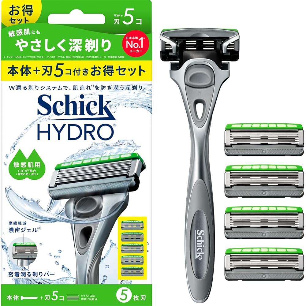 Schick Hydro Sensitive Skin Combo Pack (Razor + 5 Blades) Men s Shaving Razor