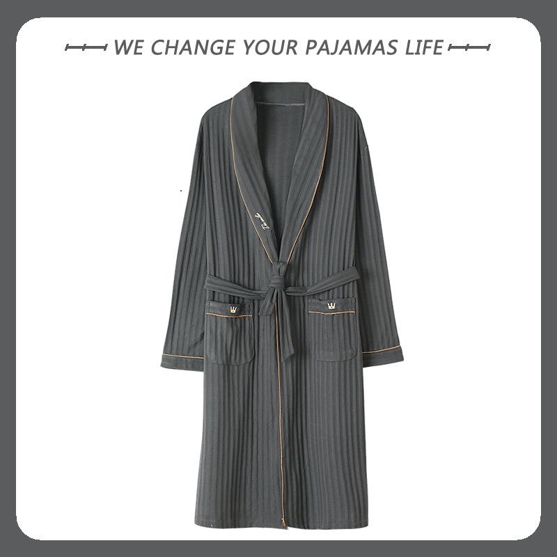 

Чоловічий бавовняний халат з арктичного вельвету з довгим рукавом - Весняно-осінній стиль, Середньої довжини, Великий розмір, Молодіжний домашній одяг M (suggested 90-110 jin)