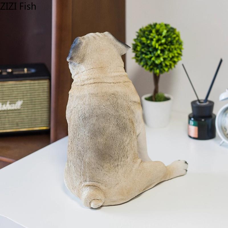 Lovely Simulated Dog Statue Pug Dog Ornaments Desk Decoration Creative Animal Resin Sculpture Room Aesthetic Decor Furnishings