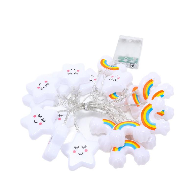 Creative LED Rainbow Star String Lights - Cloud Design for Kids' Rooms, Courtyard Decor, and Tent Atmosphere