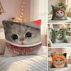 Cute Cat Kawaii Cushion Cover Natural Linen Organic Fabric DoubleSided Printing Couch Pillow Covers Home Decor