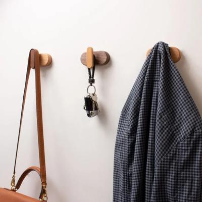 1/4pcs Wooden Hook Nordic Minimalist Creative Japanese Style Wooden Retro Wall Hangers Clothing Hook Organization Home Storage