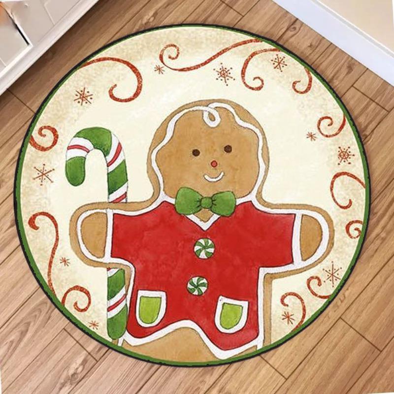 The Gingerbread Man Round Area Rug Merry Christmas Bedroom Kitchen Mat Indoor Floor Accent Bathroom Living Room Home Carpets