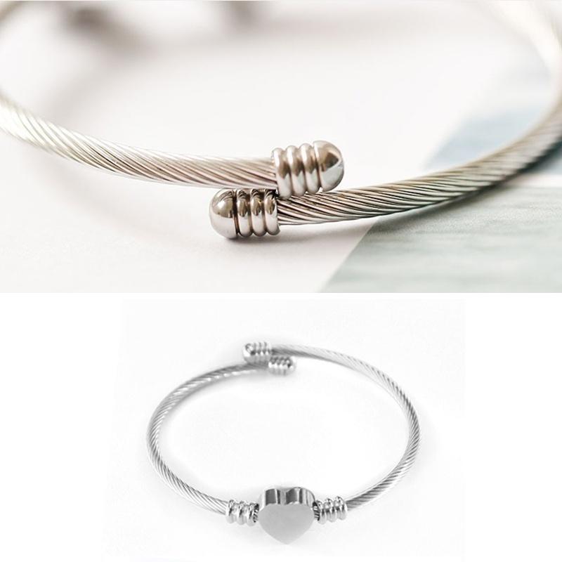 Titanium Steel Cable Wire Cuff Twisted Bangle Bracelet