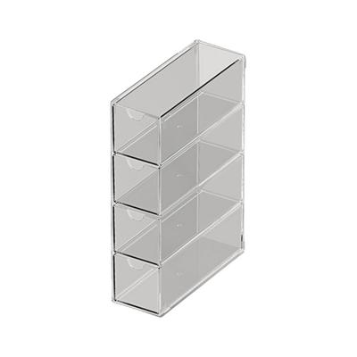 Dustproof 4 Tier Makeup Organizer Multipurpose Clear Cosmetic Jewelry Storage Box Stackable with Drawer