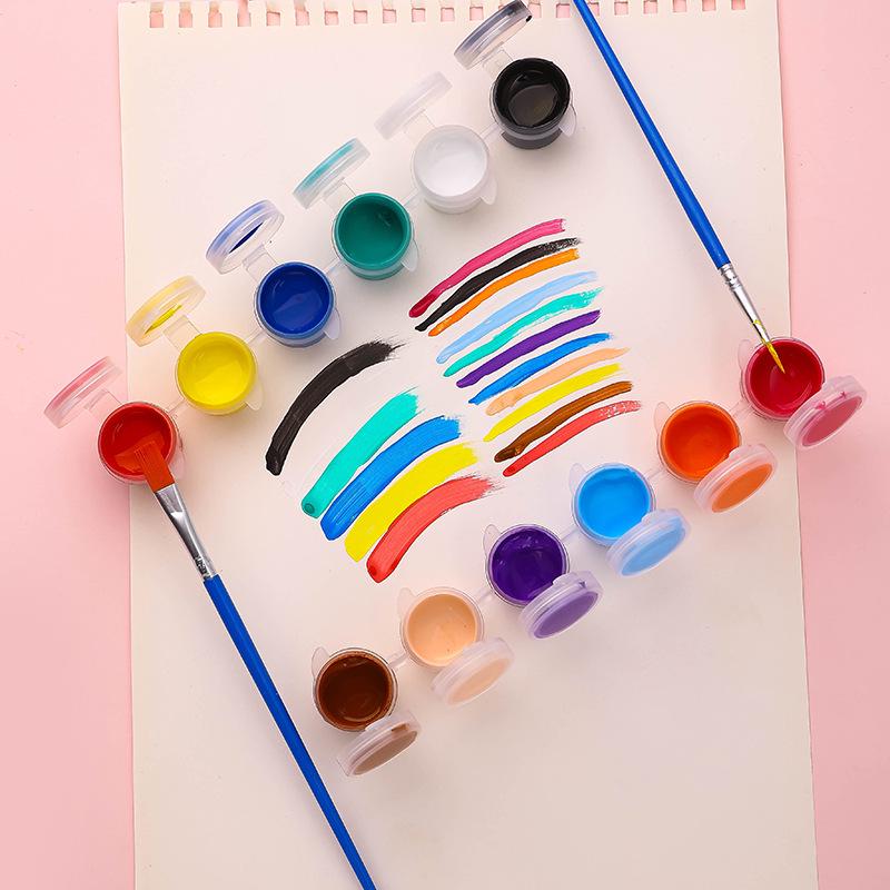 Children's 12-Color Acrylic Paint Set with 6-Piece Art Tools for Painting, Coloring, and Graffiti.