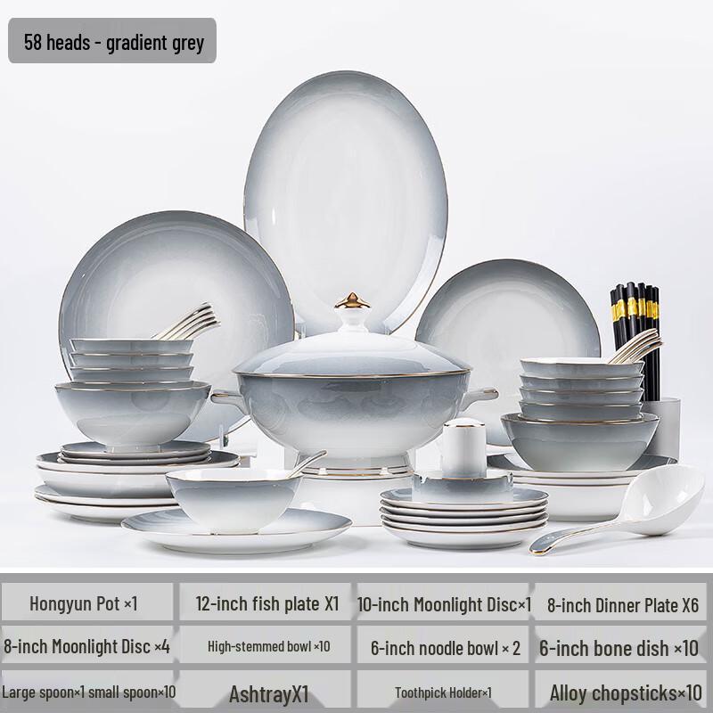 

LISM Jingdezhen Underglaze Ceramic Dinnerware Set