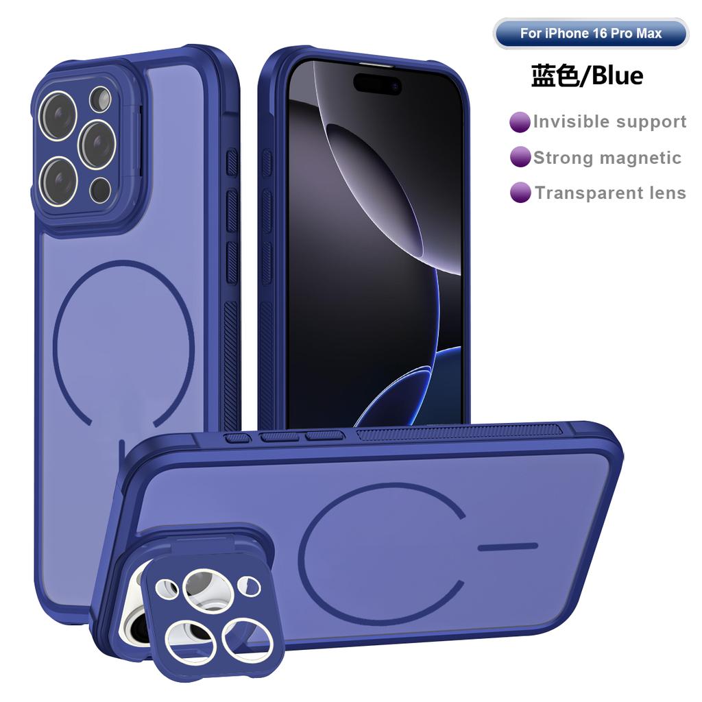 Luxury For Magsafe Glass Crystal Camera Protect Stand Holder Case for iPhone 17 Air 16 15 14 Plus 13 12 Pro Max 11 Armor Cover