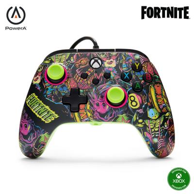 Offiziell lizenziertes Xbox-Produkt: PowerA Advantage Kabelgebundener Controller für Xbox Series X|S – Fortnite Glow XBGP0438-01 [Kaufbonus]: Moonbounce-Emote]