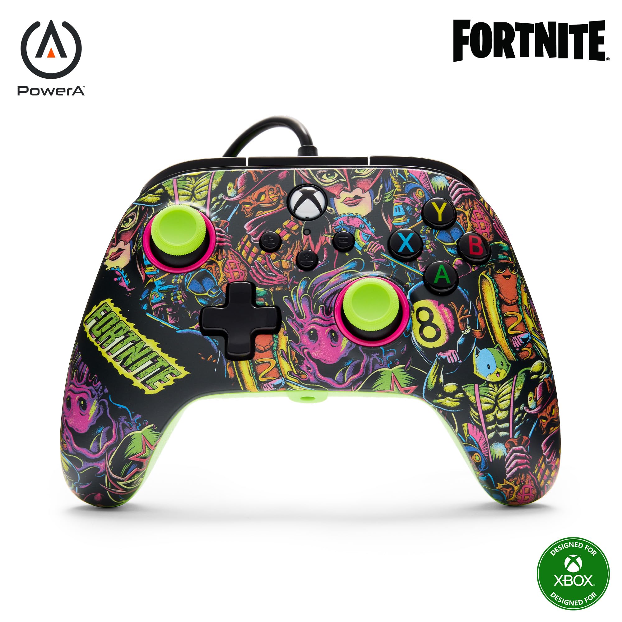 

Officially Licensed Xbox Product: PowerA Advantage Wired Controller for Xbox Series X|S - Fortnite Glow XBGP0438-01 [Purchase Bonus: Moonbounce Emote]