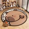 Runder Teppich mit Capybara-Print im japanischen Stil, rutschfeste Bodenmatte für Schlafzimmer, Wohnzimmer, Sofaseite, Deko-Teppich, Stuhlteppich, Lesebereich