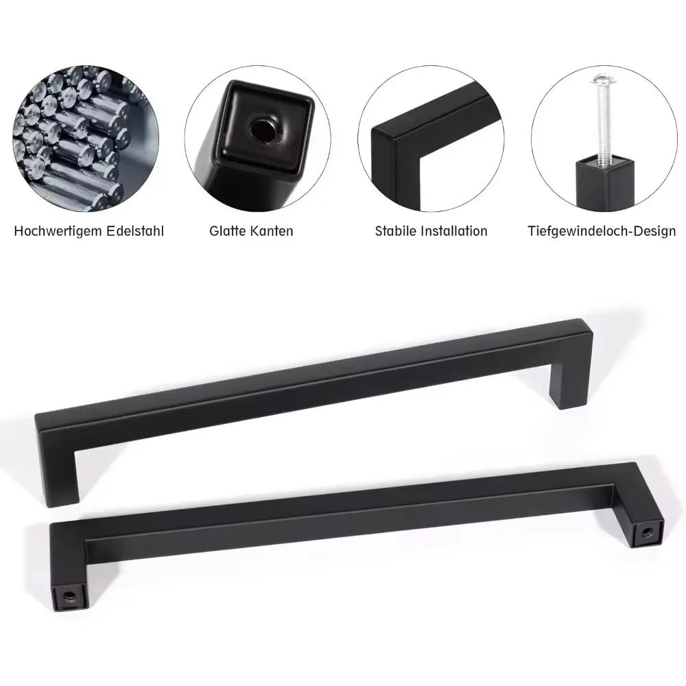 18pcs Stainless Steel Square Furniture Hardware Cabinet Door Handle Knobs Drawer Pulls 160mm 192mm 64mm 96mm 128mm 224mm 256mm