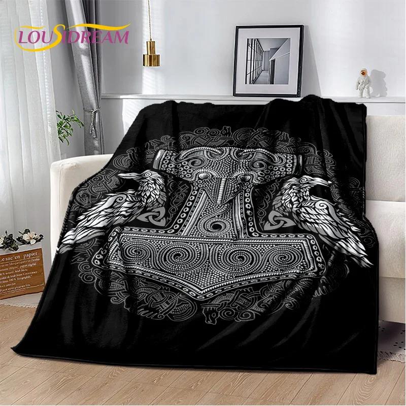 3D Viking Odin Valhalla Nordic Mythology Cartoon Blanket,Soft Throw Blanket for Home Bedroom Bed Sofa Picnic Office Travel Cover
