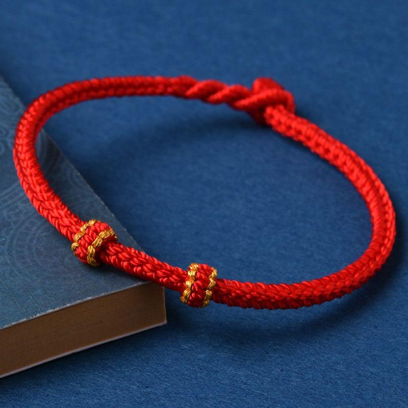 

Красная веревка год Кролика ручной работы 3D твердое чистое золото женская толщина бусины нанизывание 3mm -18cm suitable for hand circumference 17 wear