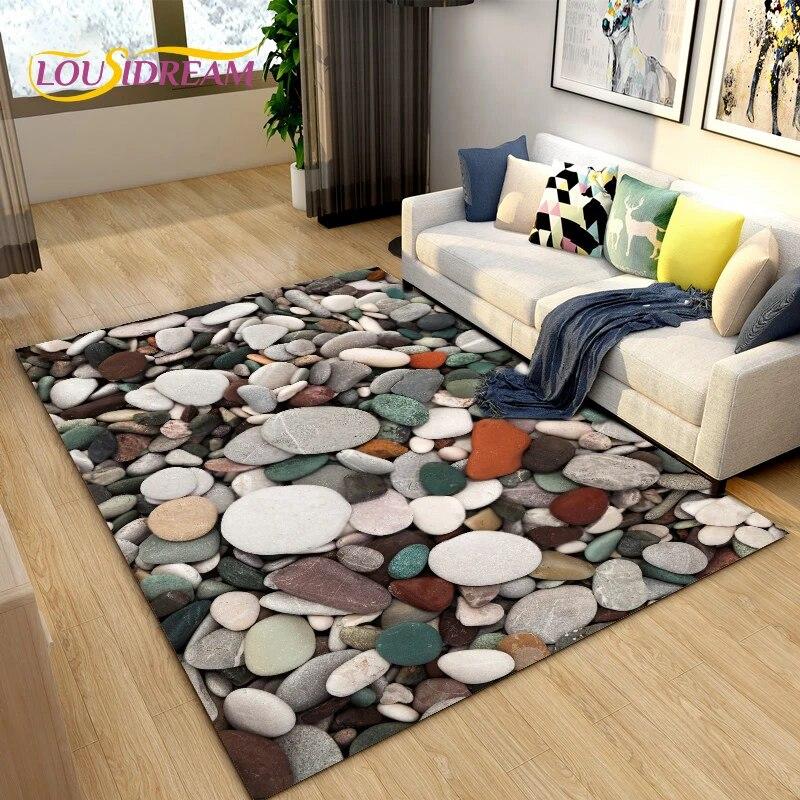 3D Color Cobblestone Stone Area Rug,Carpet Rug for Living Room BedRoom Decoration,Kitchen Doormat Bathroom Anti-slip Floor Mat
