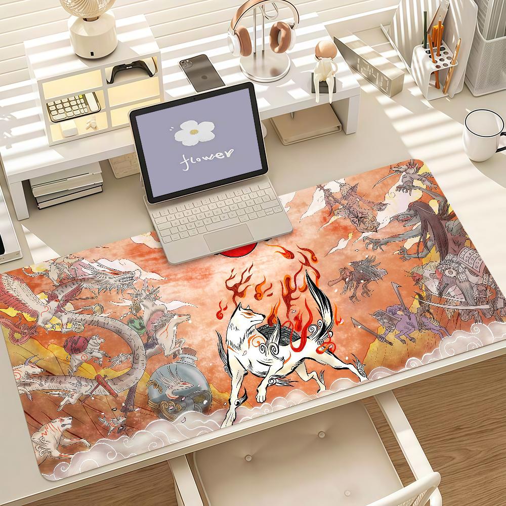 Game O-Okami Mouse Pad Anti Slip Rubber Edge Locked Thickened Laptop Gaming Desk Mat