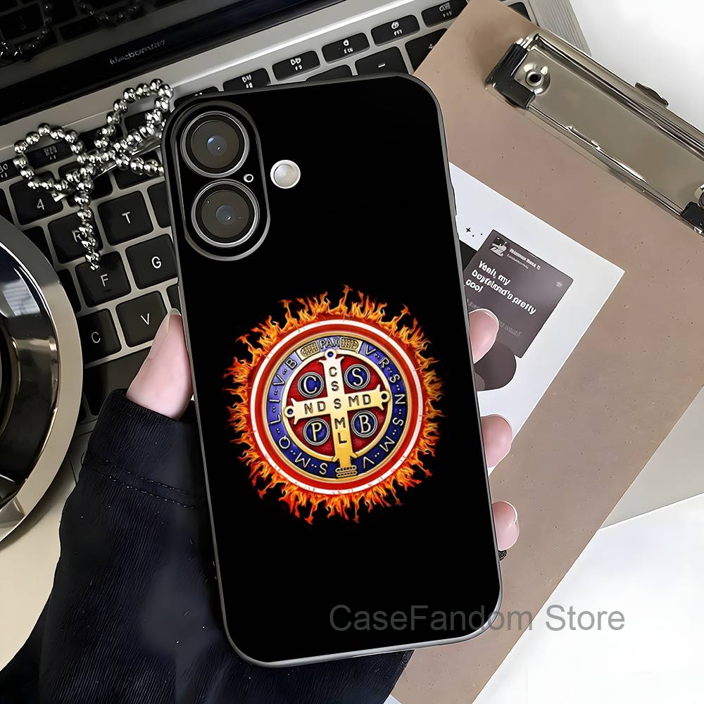 

Saint Benedict OF Nursia Magnetic Wireless Charging Transparent gray Phone Case For iPhone 17,16,15,14,13,12,11,Pro,Max,Plus iPhone12PROMAX