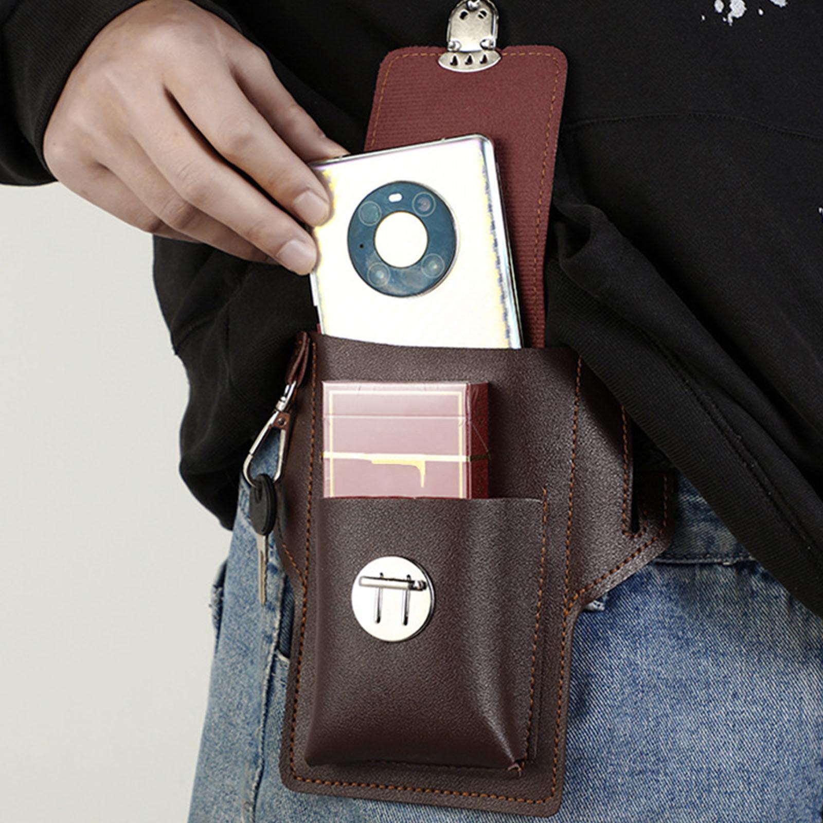 Винтажная кожаная поясная сумка с петлей для ремня — фото 7