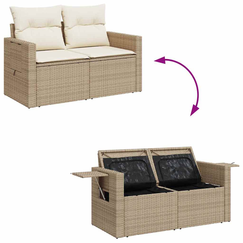 Vidaxl 9-Cz. Garden Furniture Set With Cushions, Beige, Poly Rattan