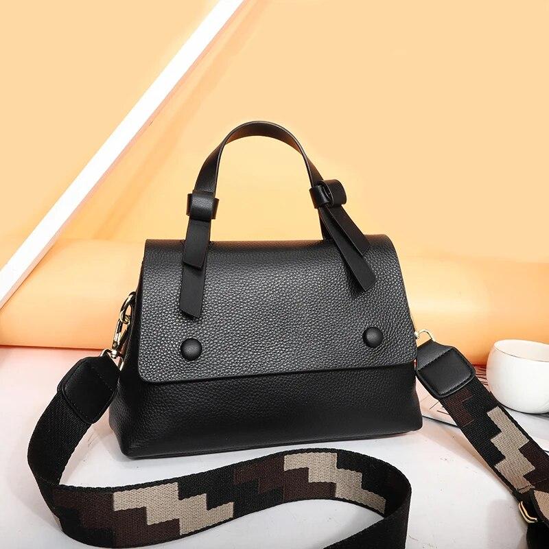 Genuine Leather Women Cowhide Tote The New Quality Leather Female Designer Handbag High Capacity Flap Shoulder Crossbod Bag